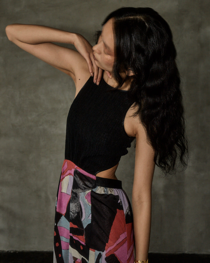 PRINT TANK TOP MAXI FLARE DRESS