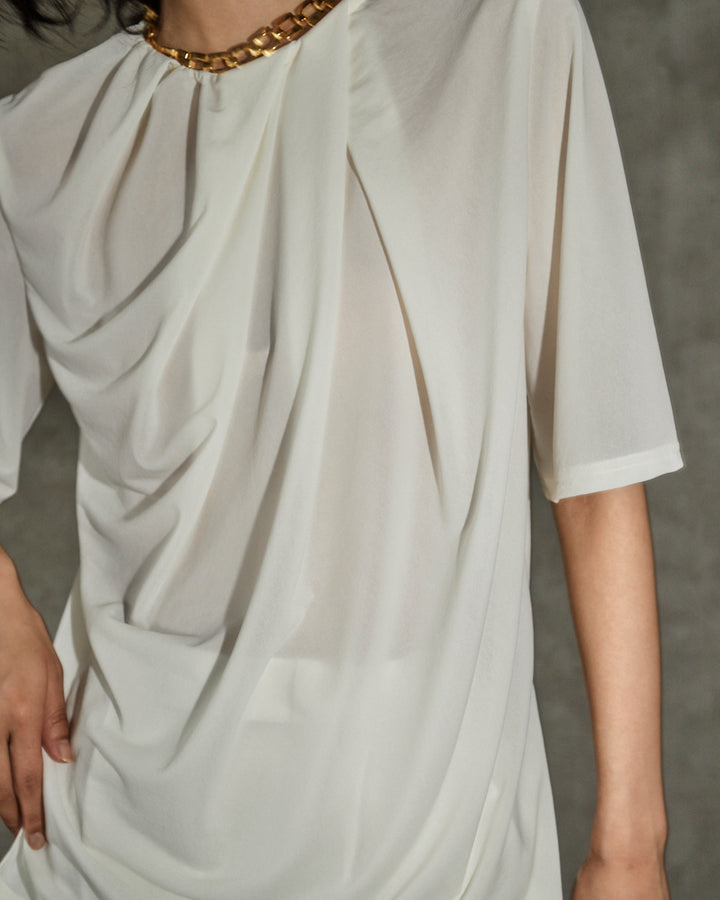 SHEER T-BLOUSE WITH CHAIN