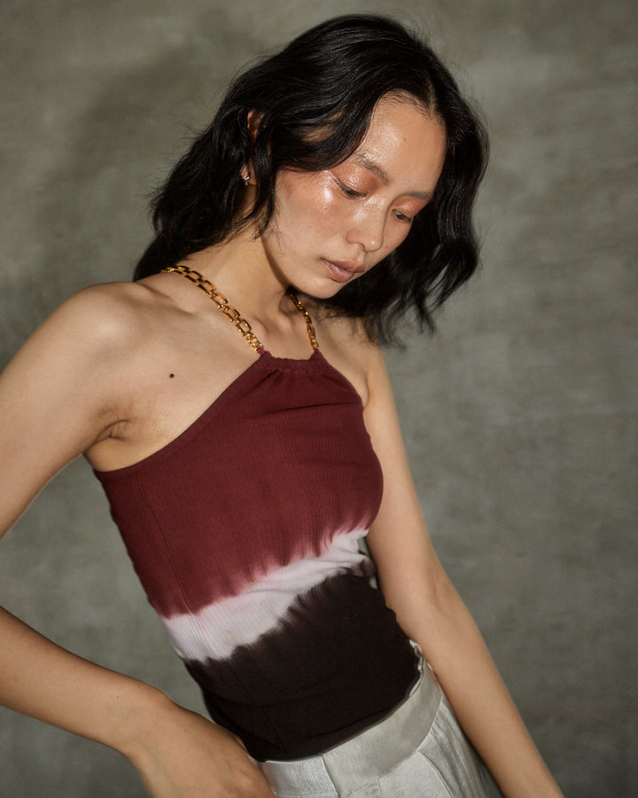 earth+-ing  HALTER NECK CHAIN STRAP TOPS 「泥染め」