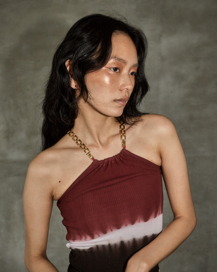 earth+-ing  HALTER NECK CHAIN STRAP TOPS 「泥染め」