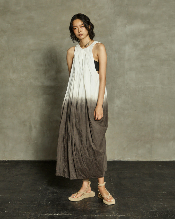 earth+-ing SLEEVE-LESS MAXI DRESS「泥染め」