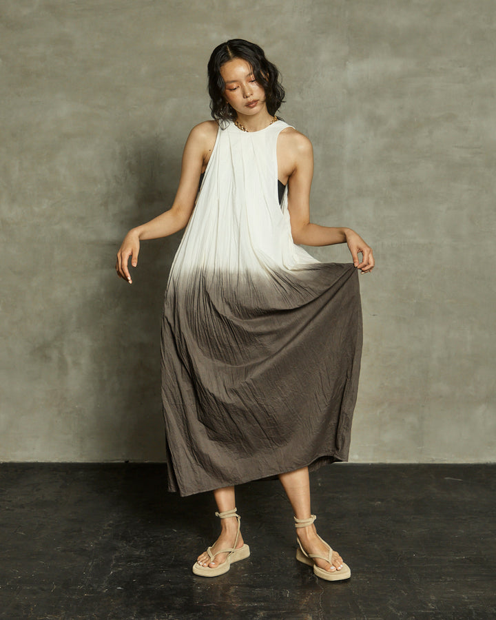 earth+-ing SLEEVE-LESS MAXI DRESS「泥染め」