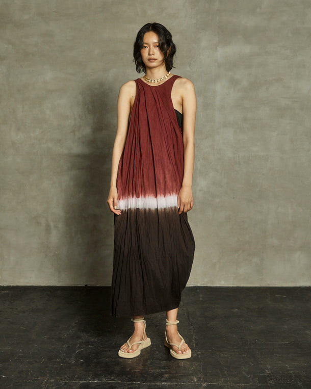 earth+-ing SLEEVE-LESS MAXI DRESS「泥染め」