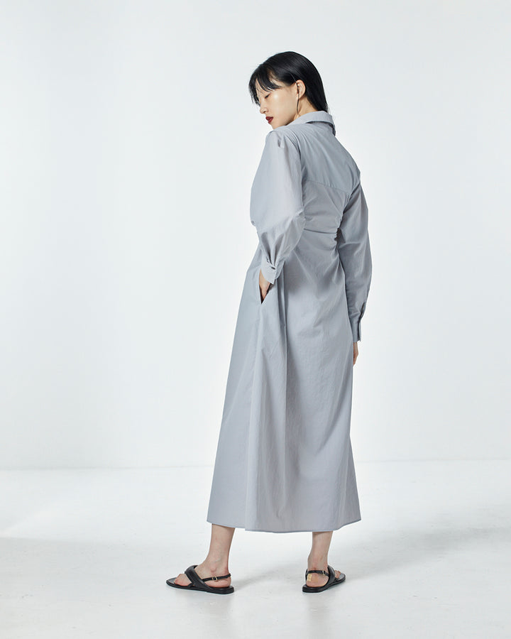 WAIST HOLE SHIRT MAXI DRESS
