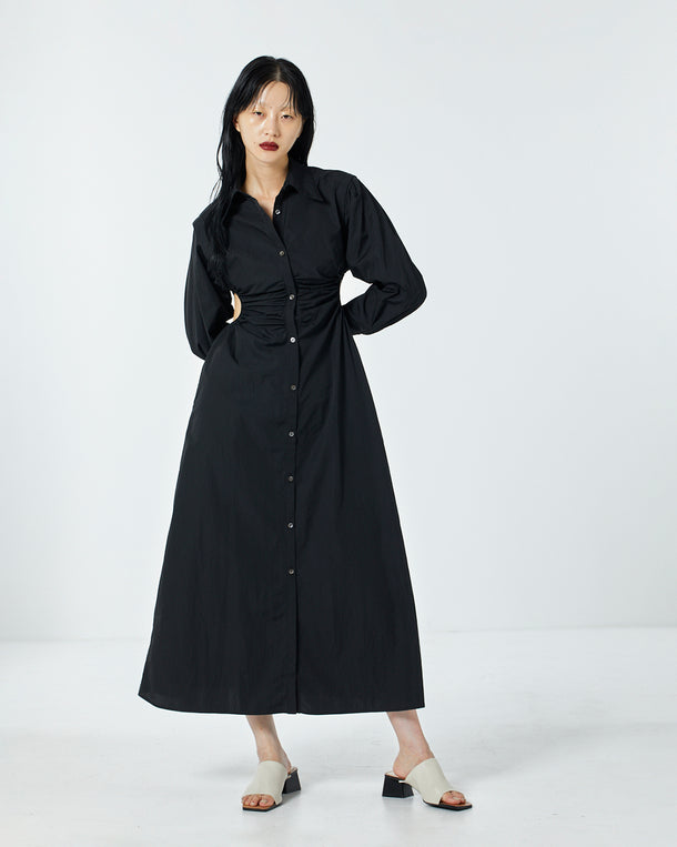 WAIST HOLE SHIRT MAXI DRESS