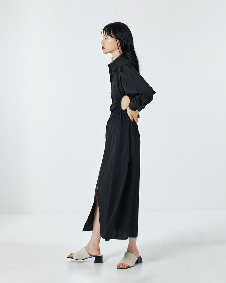 WAIST HOLE SHIRT MAXI DRESS
