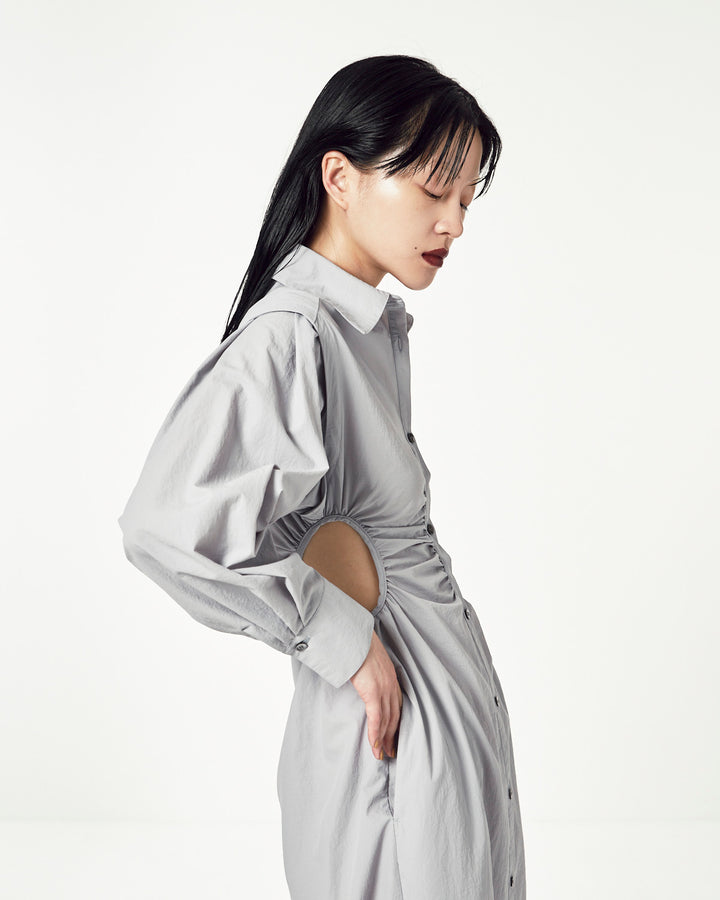 WAIST HOLE SHIRT MAXI DRESS