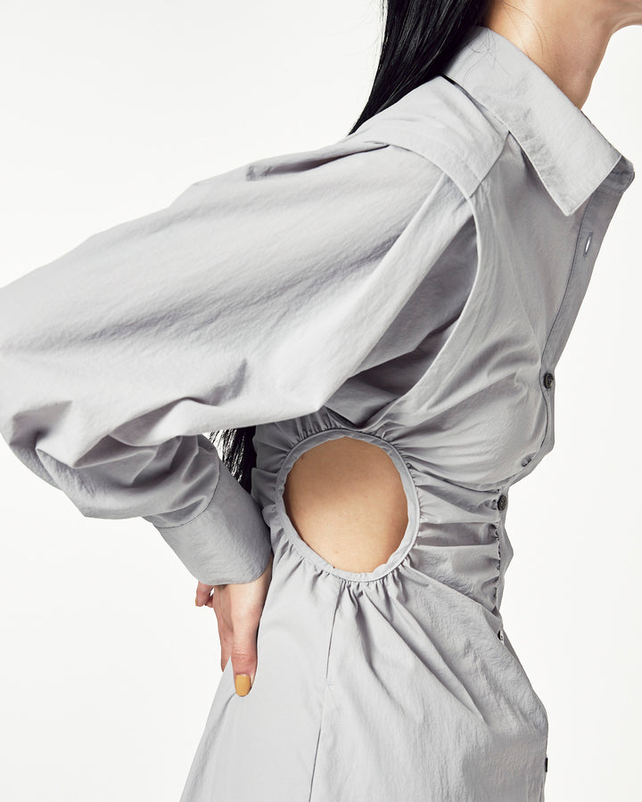 WAIST HOLE SHIRT MAXI DRESS