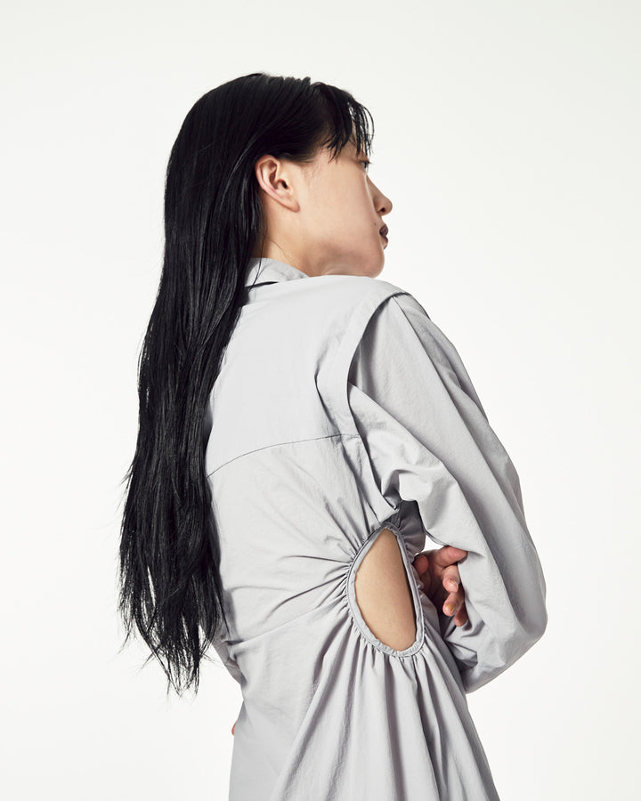 WAIST HOLE SHIRT MAXI DRESS