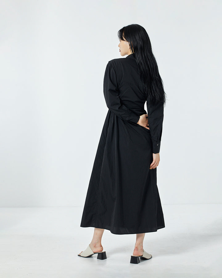 WAIST HOLE SHIRT MAXI DRESS