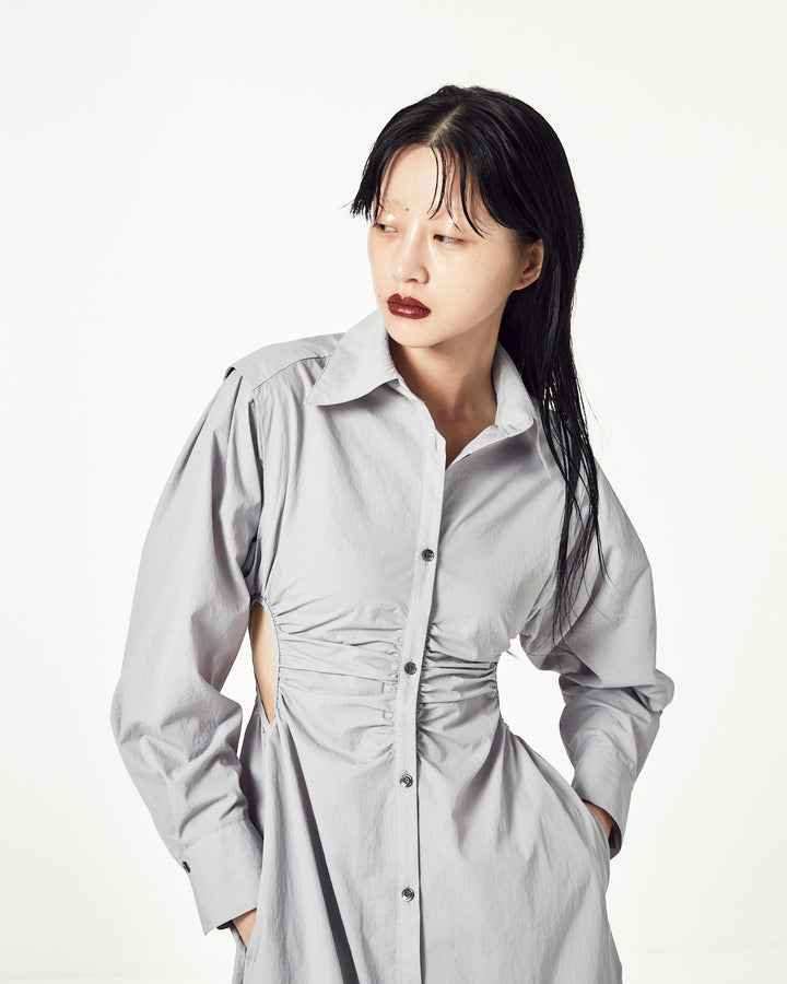 WAIST HOLE SHIRT MAXI DRESS