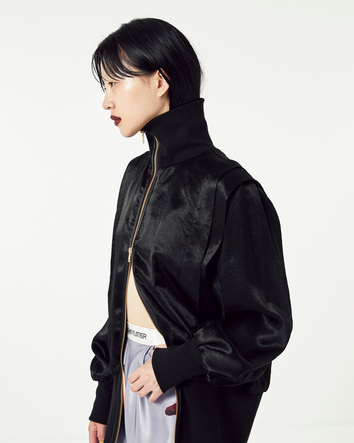ACETATE SATIN ZIP UP BLOUSON