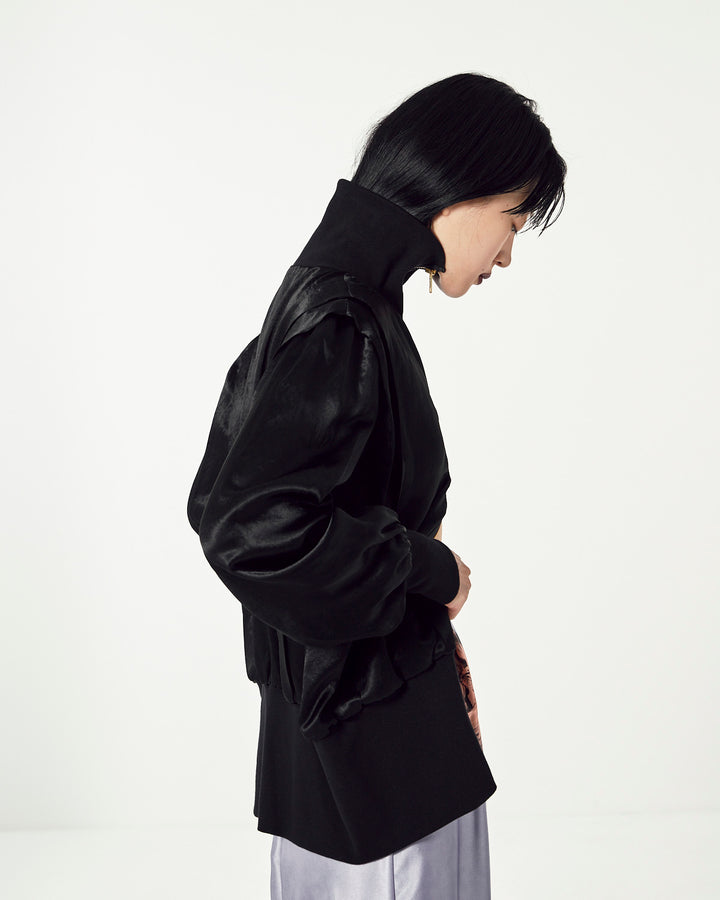 ACETATE SATIN ZIP UP BLOUSON