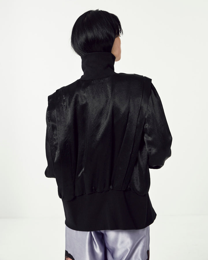 ACETATE SATIN ZIP UP BLOUSON