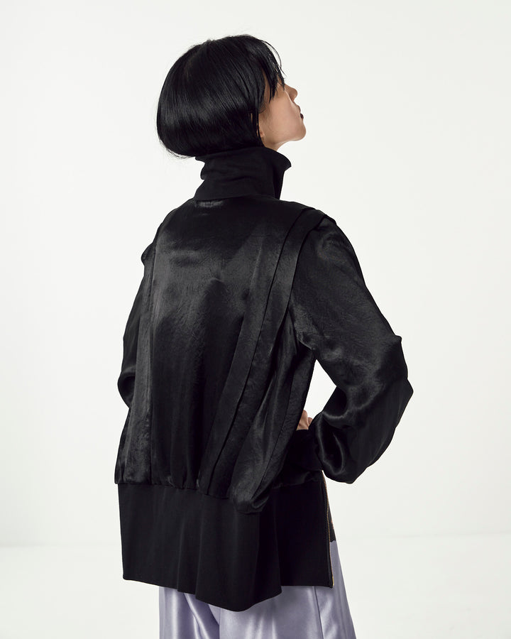 ACETATE SATIN ZIP UP BLOUSON