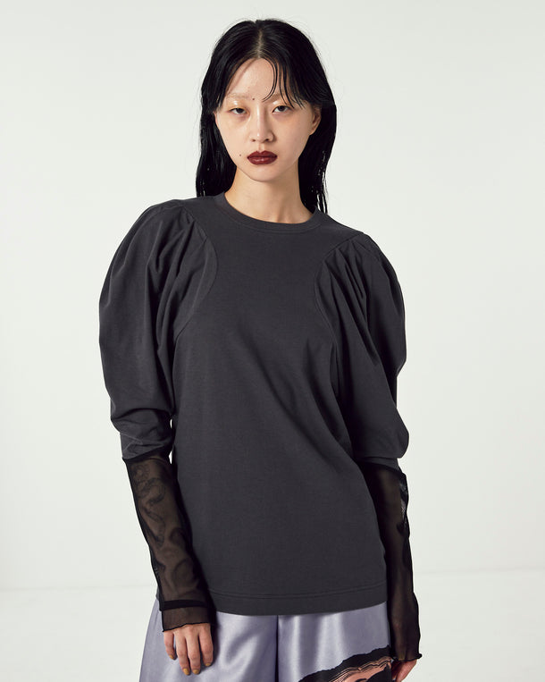 VOLUME SHOULDER TULLE CUT AND SEW TOPS