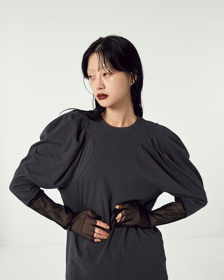 VOLUME SHOULDER TULLE CUT AND SEW TOPS