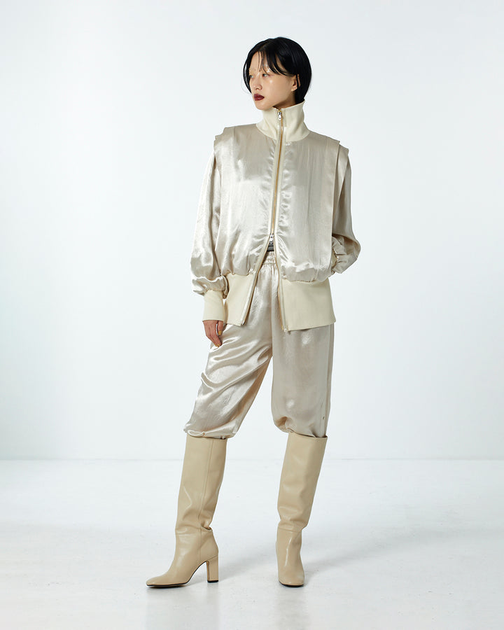 ACETATE SATIN ZIP UP BLOUSON