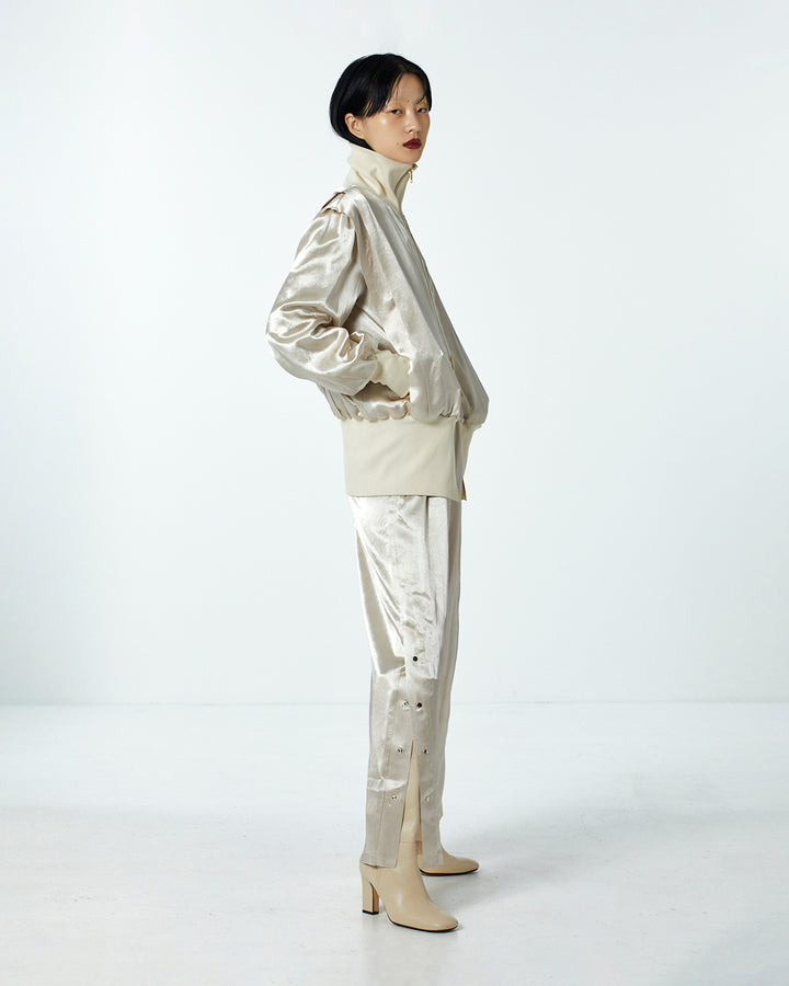ACETATE SATIN ZIP UP BLOUSON