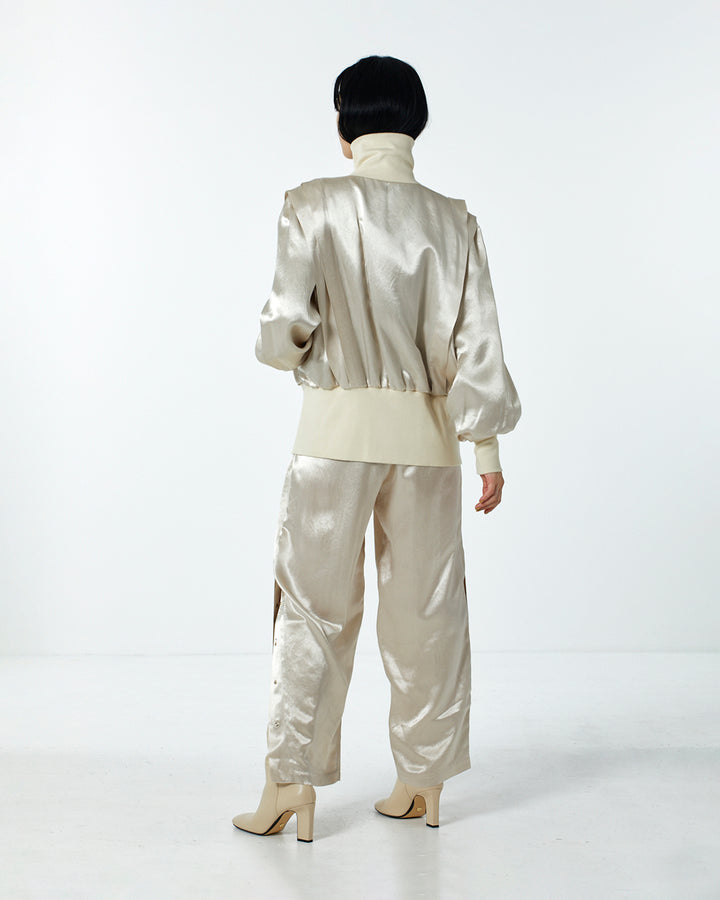 ACETATE SATIN ZIP UP BLOUSON