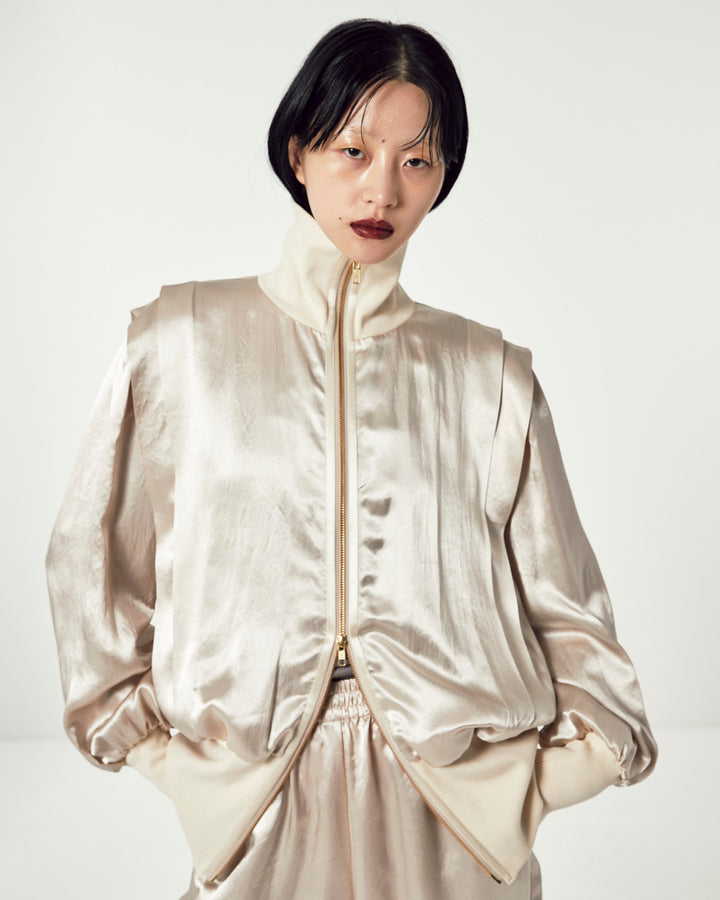 ACETATE SATIN ZIP UP BLOUSON