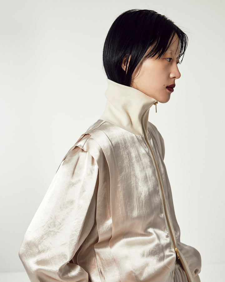 ACETATE SATIN ZIP UP BLOUSON