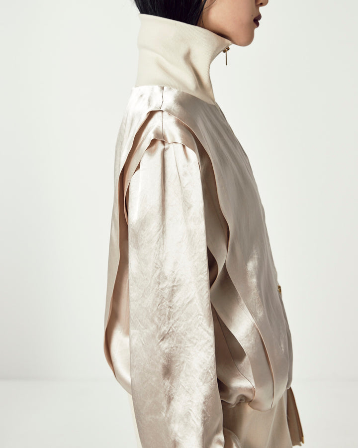 ACETATE SATIN ZIP UP BLOUSON