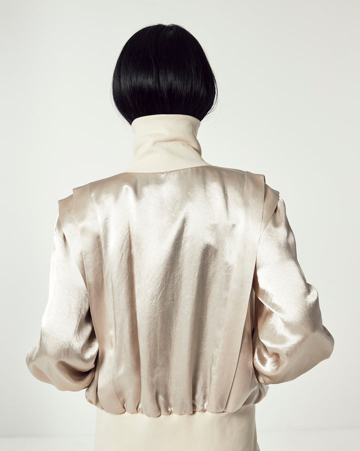 ACETATE SATIN ZIP UP BLOUSON