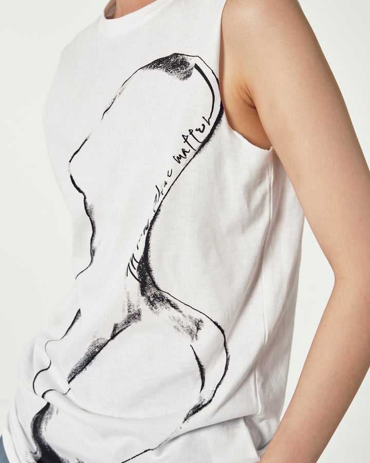 VOLUME SHOULDER TULLE BLOUSE & PRINT T-SHIRT