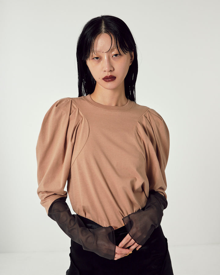 VOLUME SHOULDER TULLE CUT AND SEW TOPS