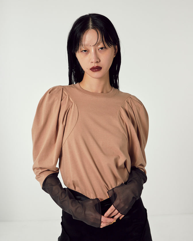 VOLUME SHOULDER TULLE CUT AND SEW TOPS