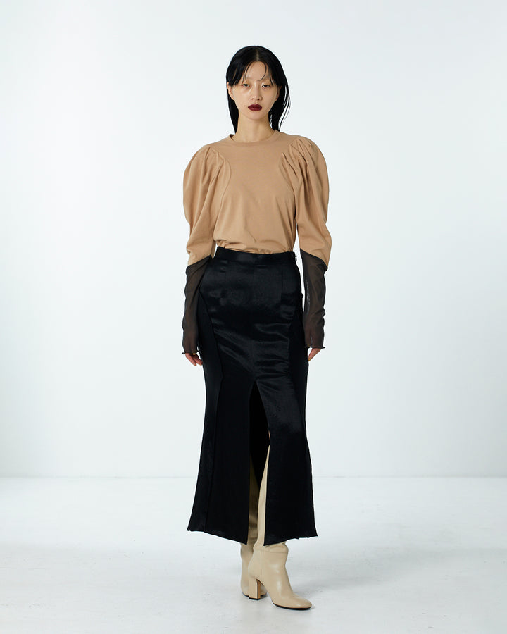 VOLUME SHOULDER TULLE CUT AND SEW TOPS