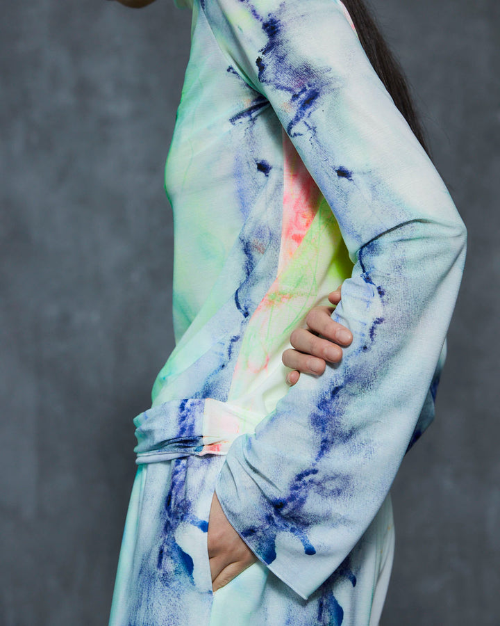 AHUM PRINT SHEER HIGH NECK TOPS