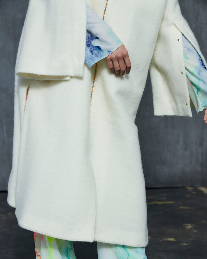 MOHAIR SHAGGY HOODED LONG COAT