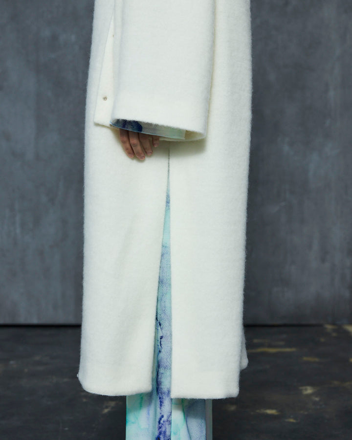 MOHAIR SHAGGY HOODED LONG COAT