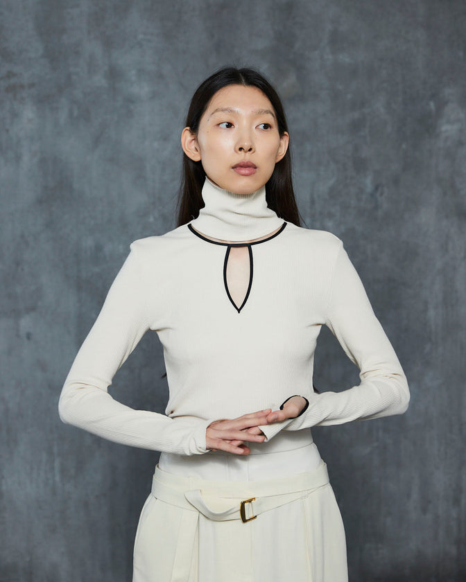 HIGH NECK NOTCH TERECO RIB TOPS