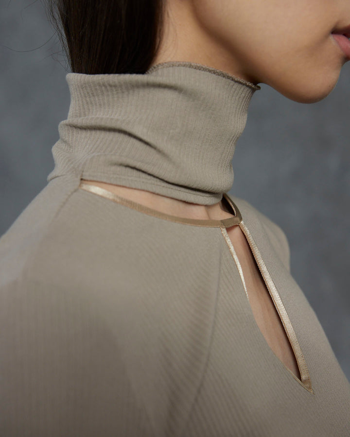 HIGH NECK NOTCH TERECO RIB TOPS