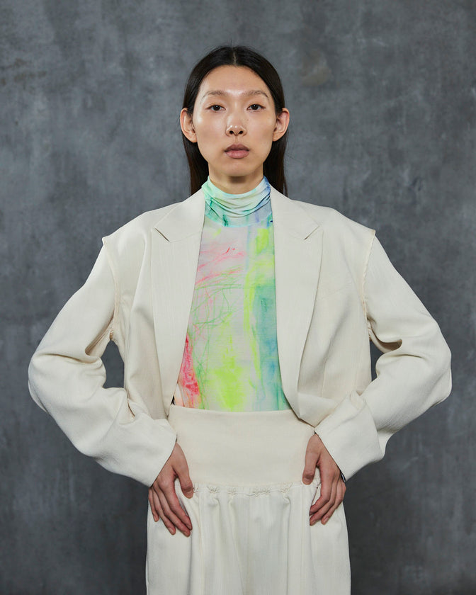 HERRINGBONE TWEED CROPPED JACKET