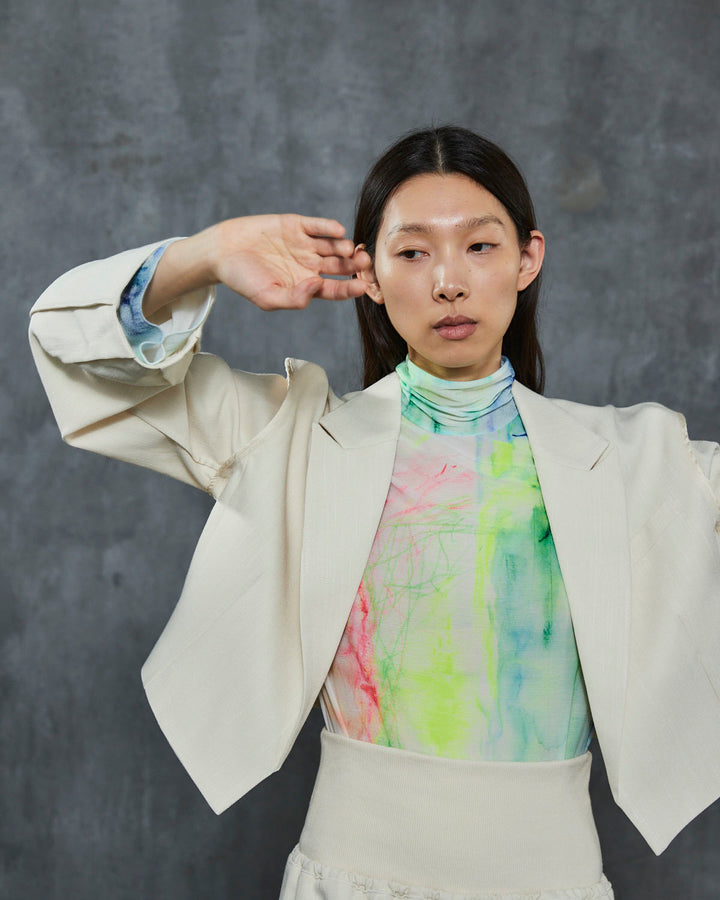 HERRINGBONE TWEED CROPPED JACKET