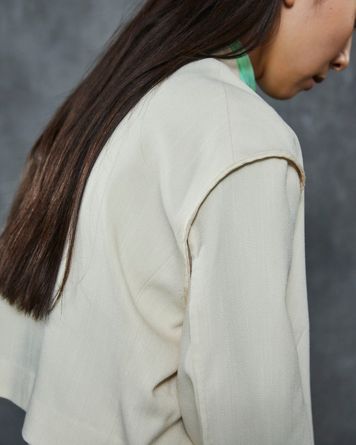 HERRINGBONE TWEED CROPPED JACKET