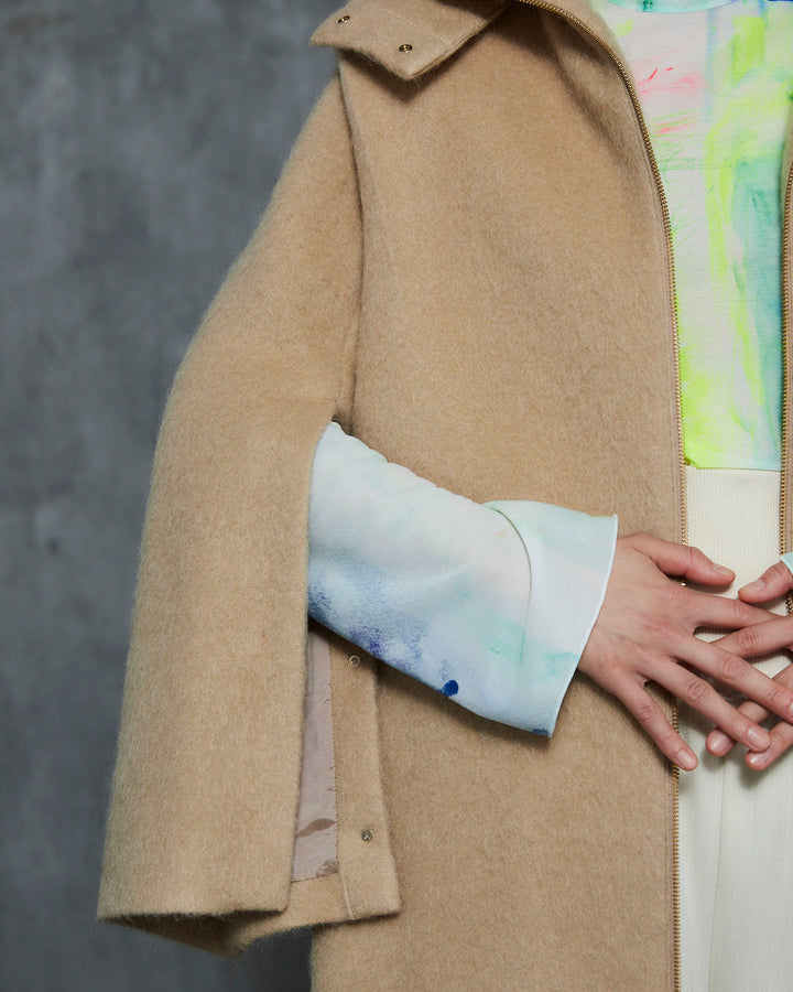 MOHAIR SHAGGY HOODED LONG COAT