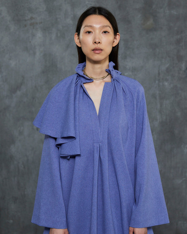 MELANGE ASYMMETRY FLARE MAXI  DRESS