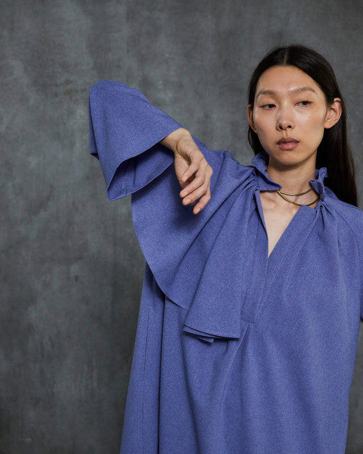MELANGE ASYMMETRY FLARE MAXI  DRESS