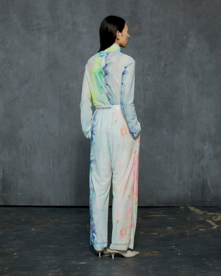 AHUM PRINT SHEER HIGH NECK TOPS