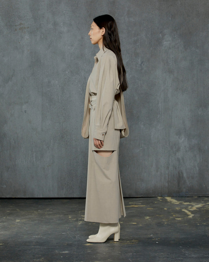 T/R LAYERED NOTCH TIGHT LONG SKIRT