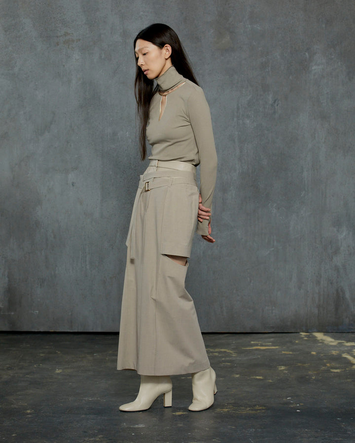 T/R LAYERED NOTCH TIGHT LONG SKIRT