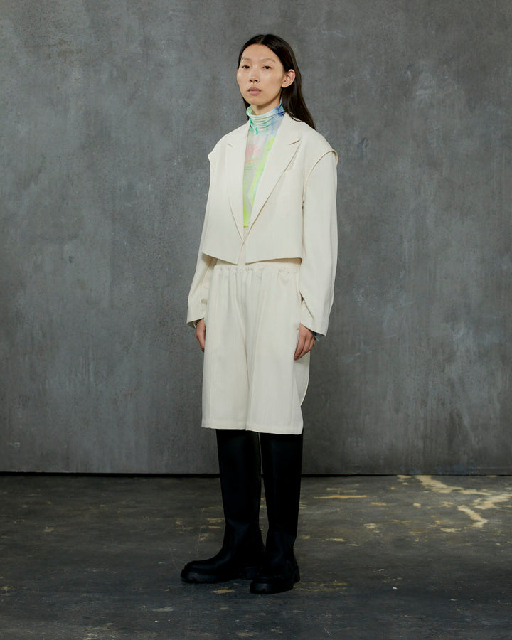 HERRINGBONE TWEED CROPPED JACKET