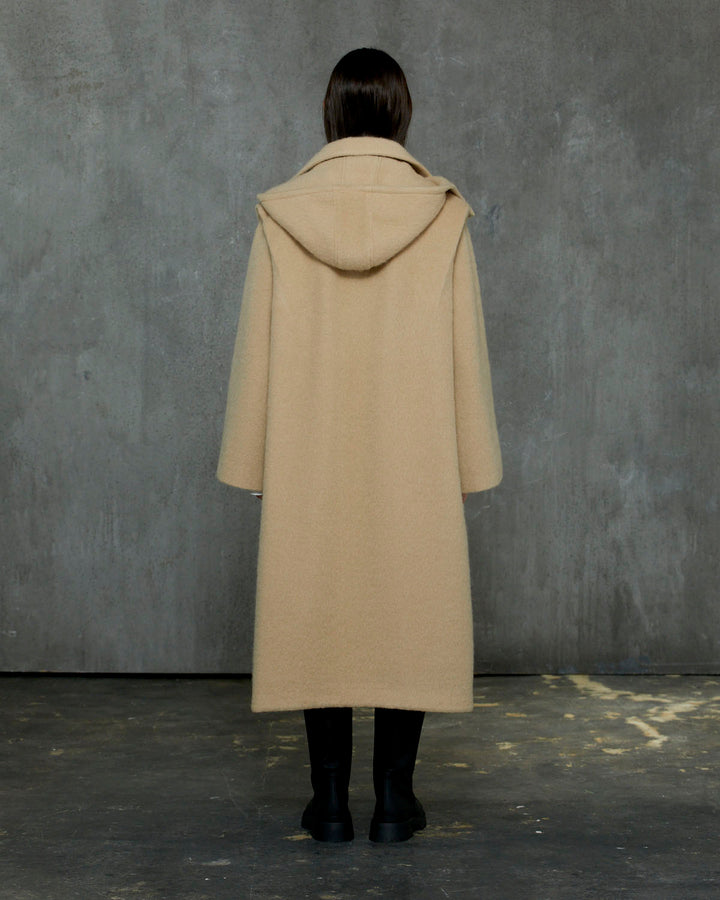 MOHAIR SHAGGY HOODED LONG COAT