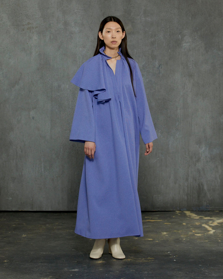 MELANGE ASYMMETRY FLARE MAXI  DRESS