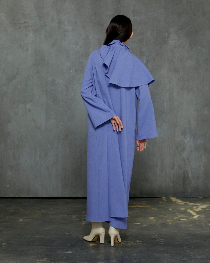 MELANGE ASYMMETRY FLARE MAXI  DRESS